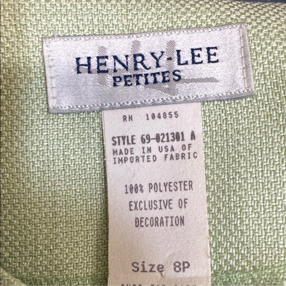 Vintage 90s Pastel Green Skirt Suit Set Henry Lee Petites 8P Career Workwear - Picture 8 of 8